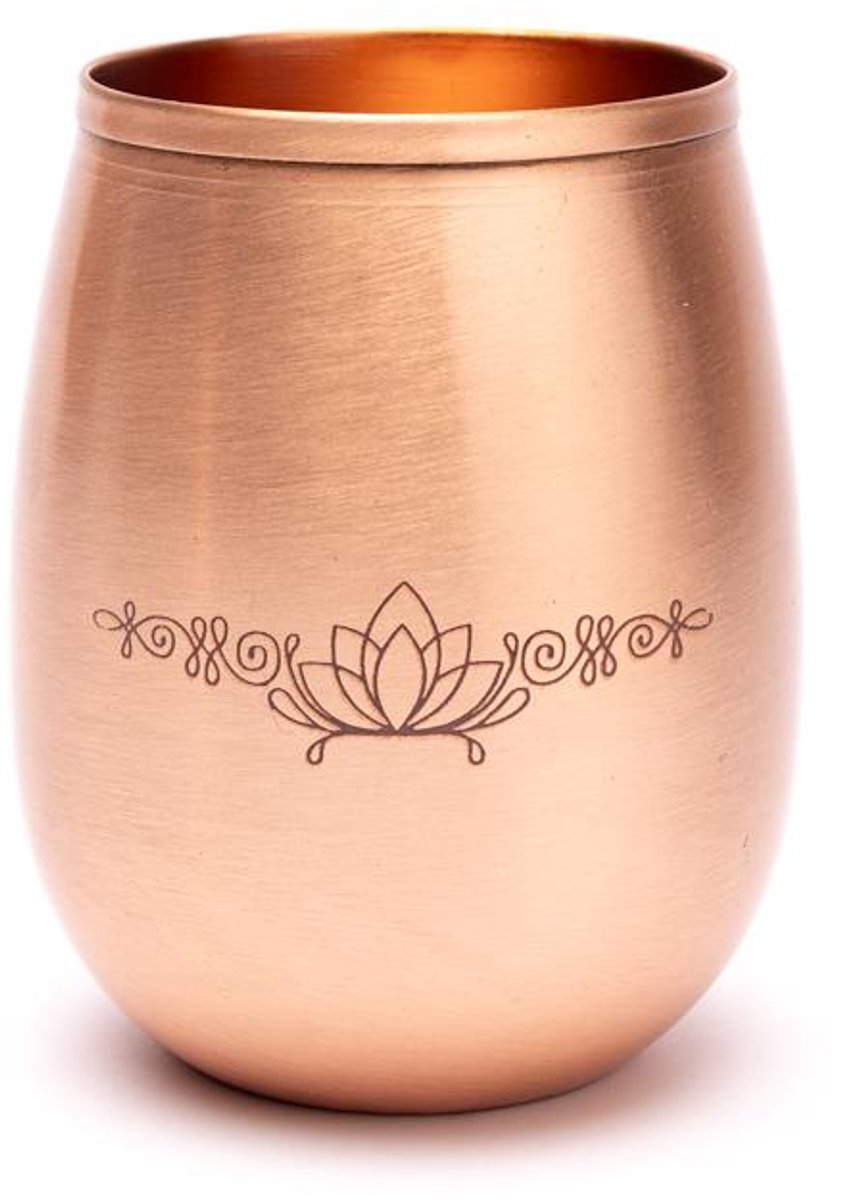 Koperen drinkbeker lotus lasergegraveerd