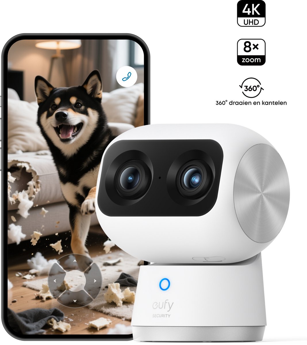 eufy Security S350 Binnencamera 4K UHD Dual-Cam 360° - afbeelding 3
