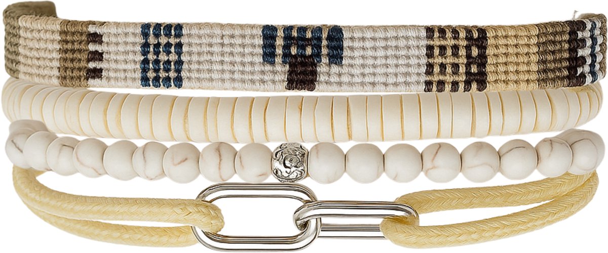 Azurro Dalmaro Heren Armbanden Set – Natuursteen & Kralen – Verstelbaar 19–24 cm – Mannen Armband Casual – Cadeau voor Mannen & Vaderdag – Mediterrane Stijl