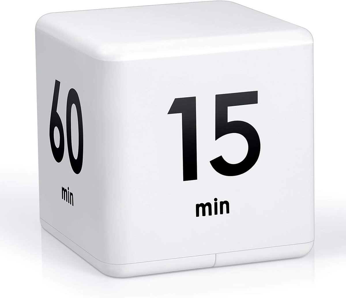 Elektronische timer - Timer - Kubus - om te studeren, tijdmanagementset - goed voor lichaamsbeweging, keukentafeltimer - 7*7*7 cm - wit - 15/20/30/60 minuten en aangepaste aftelling - zonder batterijen