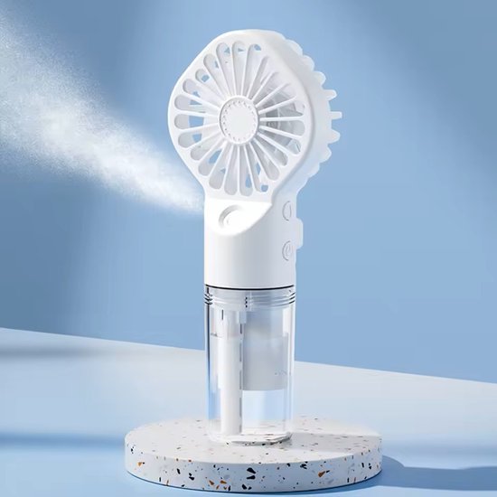 Oplaadbare Handventilator met Waterspray 2-in-1 Ventilator en Luchtbevochtiger USB-C Draagbaar Wit