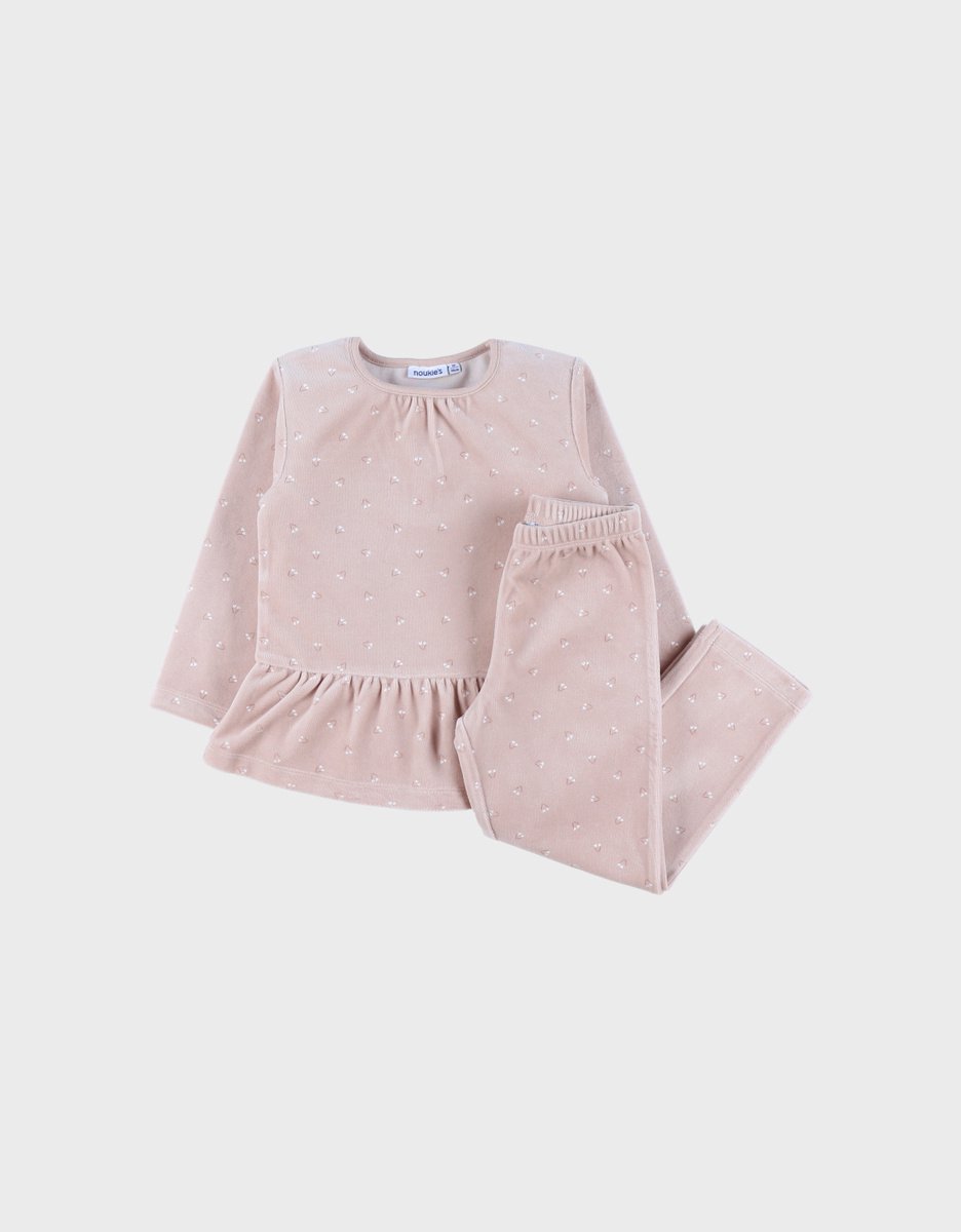 Noukie's Meisje - Pyjama - 2 Delig - Kersen all over - 3 jaar roze
