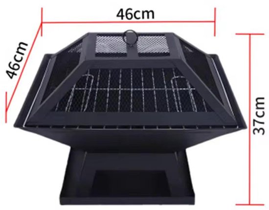 Draagbare Houtskool BBQ Grill en Vuurkorf – 3-in-1 Buitenhaard voor Tuin, Camping en Terras – 45x45x35 — afbeelding 2