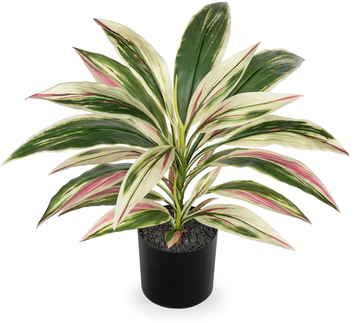 Ibenzoa Kunstmatige Dracaena Kamerplant van 48 cm in Zwarte Pot voor Diverse Interieurtoepassingen groen