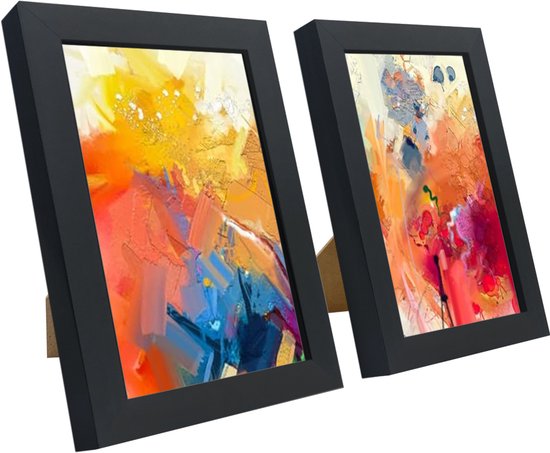Purepeak Fotolijstjes Set 2 Stuks - Zwart Fotolijstje - 10x15 cm - 1.5 cm dikte