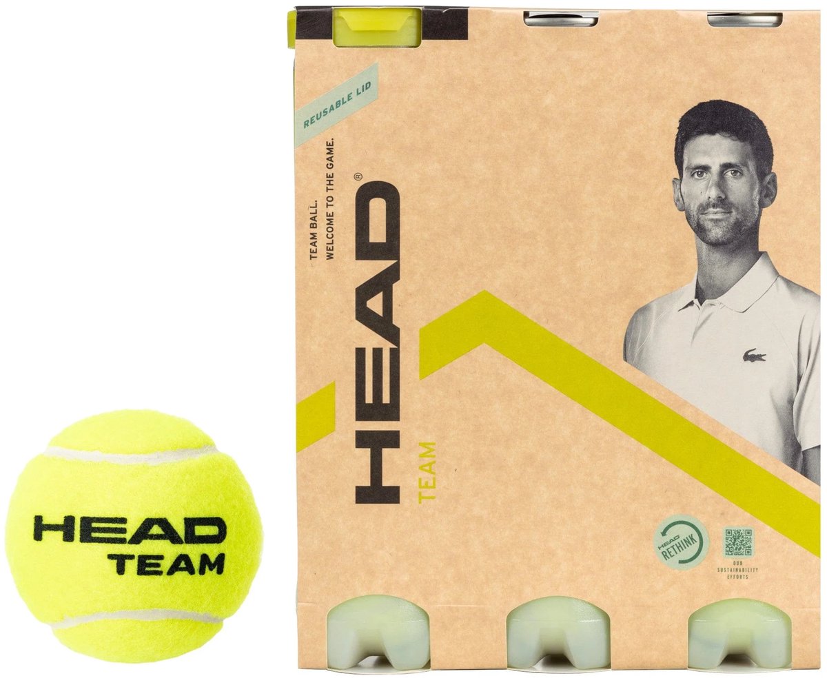 Head Team Tennis Balls Pack of 12 3 Tubes of 4 Multicolor