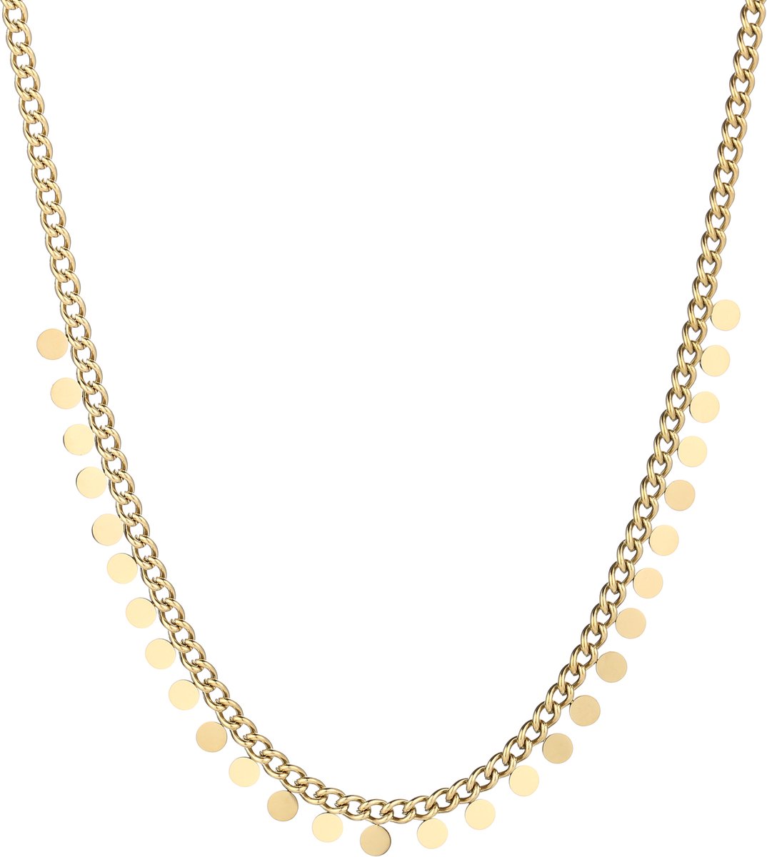 Michelle Bijou Stainless Steel Schakelketting Met Muntjes Goudkleurig