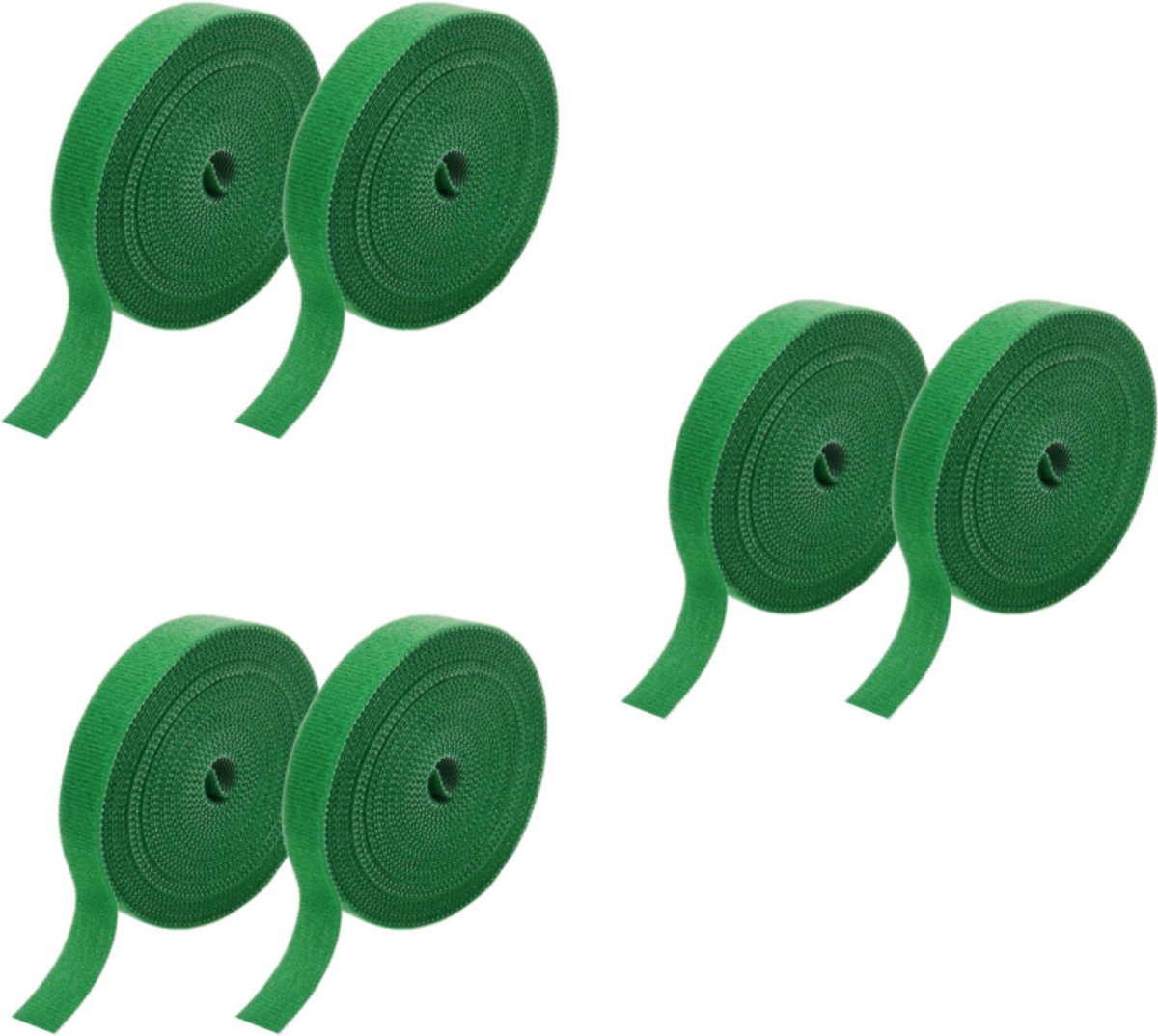 Plantenbinders - Klittenband Groen - Zelfklevende Binders - Opbergen en Organiseren - 1m x 1cm, Groen 6 Rollen
