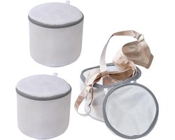 3 Stuks waszakken - beschermende waszakken - wasnet - 17 x 17 cm - duurzaam wasnet - voor bh's, schoenen, ondergoed, delicate waszakken - filternetzakken - wit