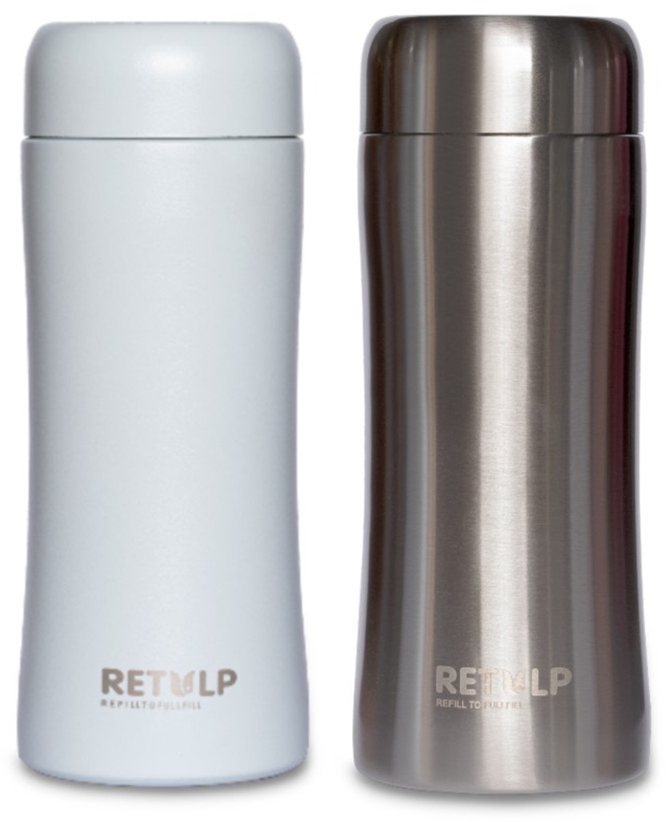 Retulp Tumbler - Thermosbeker - Thermosfles - 300 ml - Koffiebeker - RVS - Drinkflessen 2 Stuks - Travel Mug