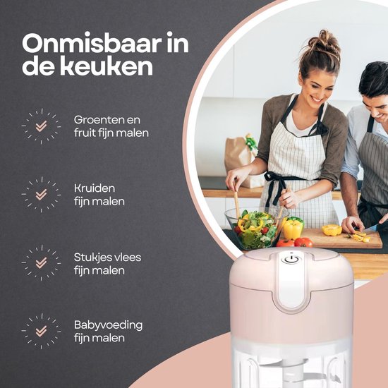 Keukenmachine - Mini chopper-knoflookmolen-Roze-Keukengereedschap-Mini Electrische Hakmolen — afbeelding 3