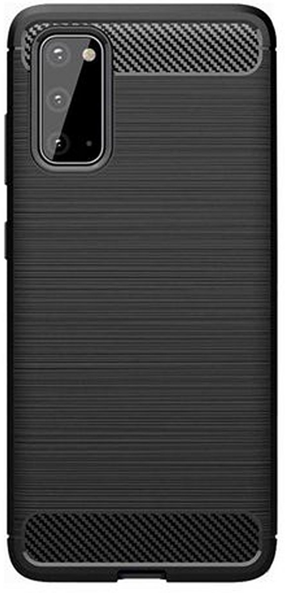 Shop4 Geschikt voor Samsung Galaxy S21 FE Hoesje - Zachte Back Case - Brushed Carbon Zwart