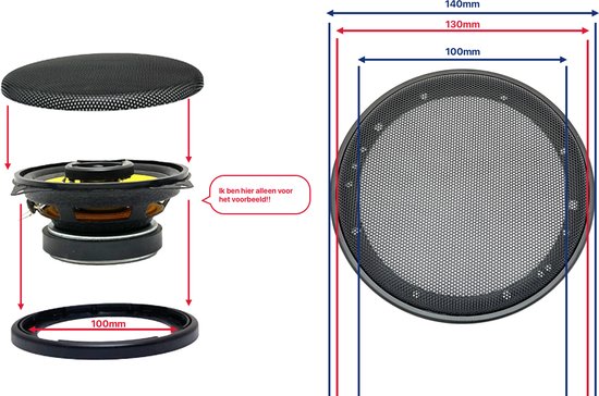 Speakerrooster - speakergrill - autospeakergrill - luidspeaker grill - universeel - 100mm - 10 cm - set - 2 stuks van Merkloos — afbeelding 3
