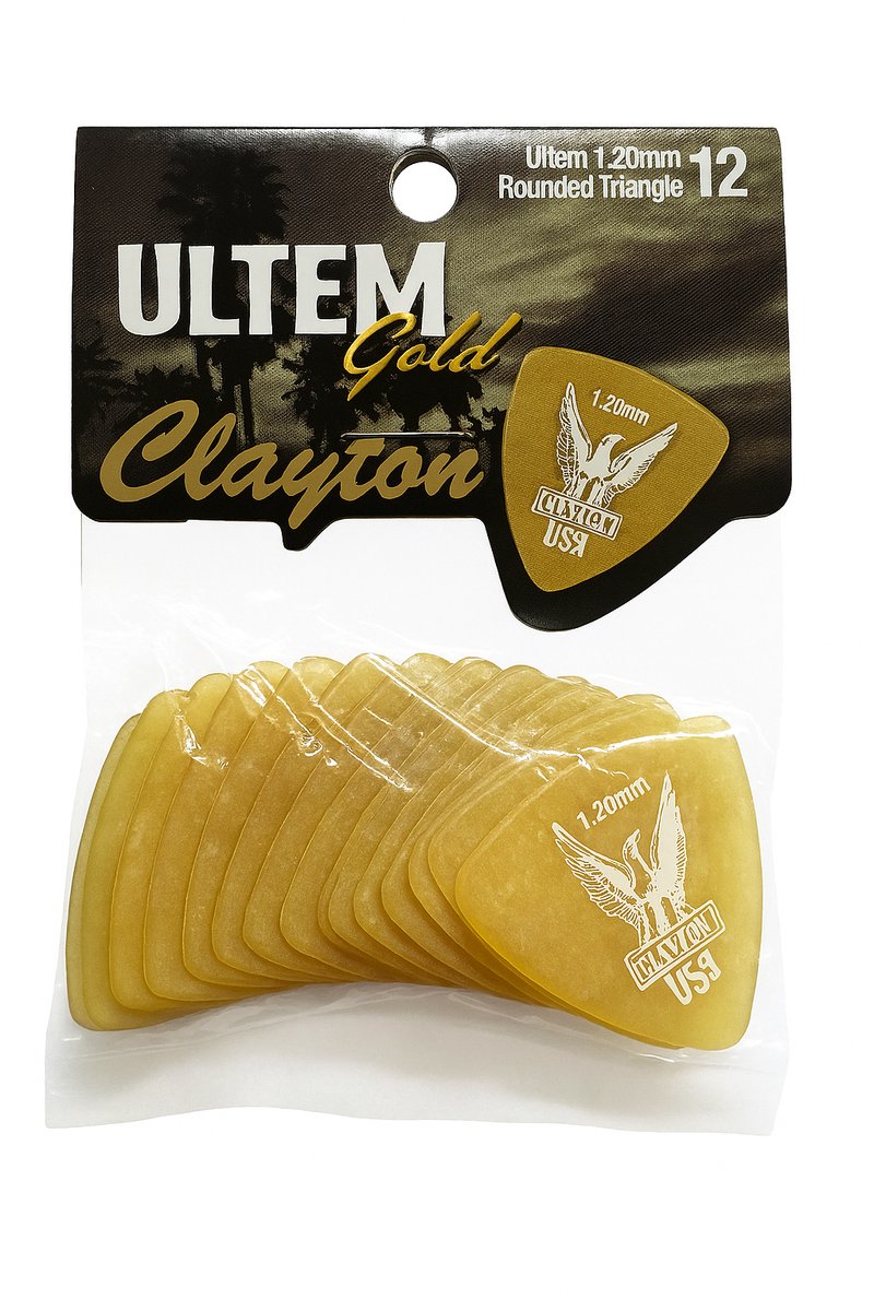 Clayton - Ultem Gold - Rounded Triangle plectrum - 1.20 mm - 12-pack