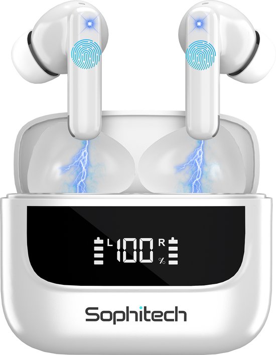 SophiBuds Pro - Draadloze Oortjes Bluetooth - Oordopjes Draadloos met ANC & ENC Noise Cancelling - Bluetooth Oordopjes Universeel - Geschikt als Earpods - BT 5.4 - Wit