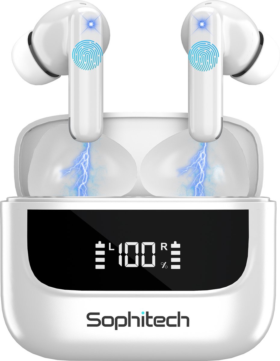 SophiBuds Pro - Draadloze Oortjes Bluetooth - Oordopjes Draadloos met ANC & ENC Noise Cancelling - Bluetooth Oordopjes Universeel - Geschikt als Earpods - BT 5.4 - Wit