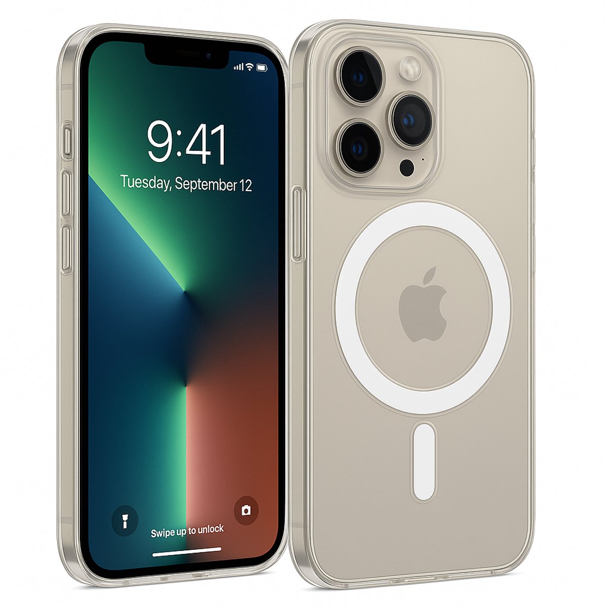Fashion Case Hoesje Transparant - Geschikt voor iPhone 15 Pro - MagSafe magnetisch hoesje doorzichtig - Shockproof