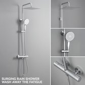 DERW MAX Regendouche met Thermostaatkraan - Chroom Douchesysteem Regendouche met 5-functie handdouche - Chroom Doucheset - Handdouche - Doucheset