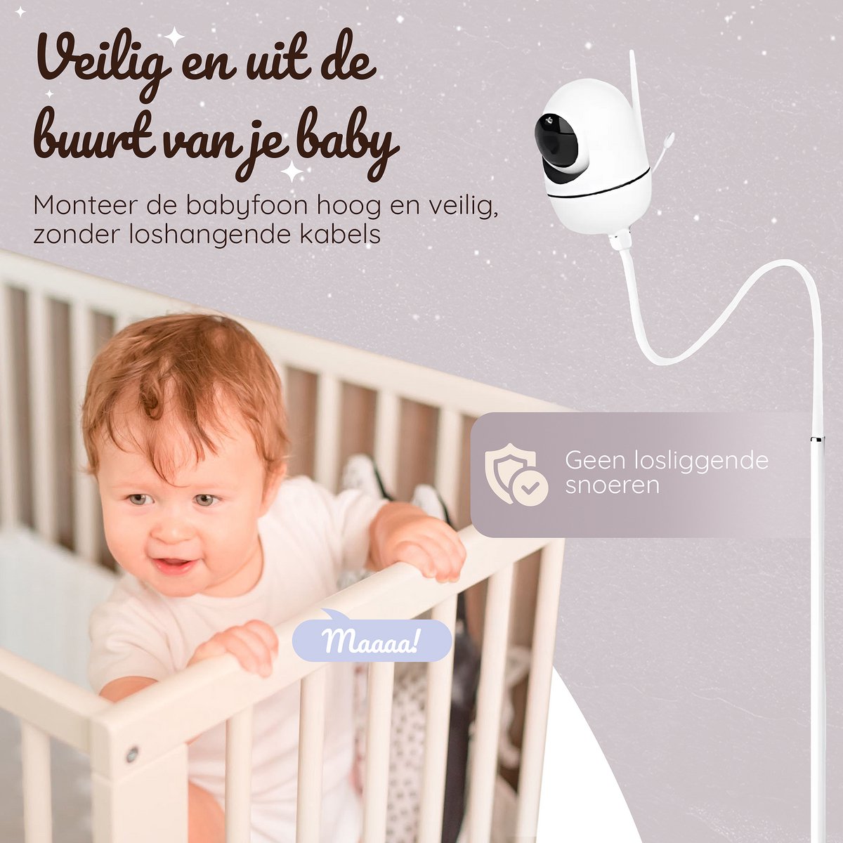 Afbeelding 3 van Lovinoo Babyfoonhouder – Babyfoon houder - Camera Houder – Baby Camera - Babyfoon Standaard - Babyfoon Statief - Babyfoon houder universeel – Vloerstandaard – Babyfoon statief - Flexibel