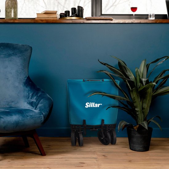 Sillar, Opvouwbare Reiskar, met met antislip handgreep, 100 L, draagvermogen tot 80 kg, 4 versterkte PVC wielen, waterdichte stof, 2 extra drankcompartimenten aan de voorkant, voor de tuin, het vervoeren van gereedschap, zwaardere voorwerpen, blauw van Merkloos — afbeelding 5