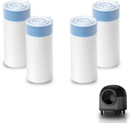 4 rollen Maxipets® kattenbakzakken voor Maxipets® NOVA black kattenbak Zelfreinigend – Automatische kattenbakzakken – 15 stuks per rol