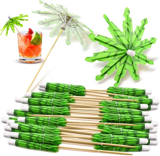 Lot De 100 Pics à Cocktail En Bois Thème Hawaïen – 12 Cm, Pour Fruits, Apéros, Sandwichs, Fêtes D'été