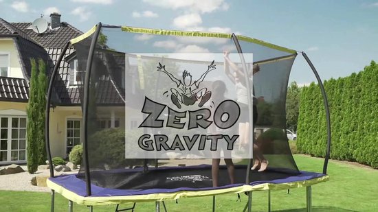 Zero Gravity trampoline 457x305cm rechthoekige – kindertrampoline met slim opvouwbaar veiligheidsnet – incl. ladder en grondankers – max. 130 kg - rechthoekige/ovale tuintrampoline - Ultima 5 Black Edition