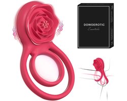 DOWO® - Vibrerende Cockring - met Roos Clitoris Stimulator - Cockring Vibrerend - Penisring - Cock Ring Siliconen - Sex toys - Seksspeeltje voor Mannen
