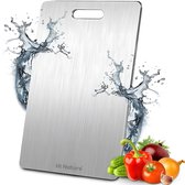 HI NATURE™ Snijplanken - Roestvrijstalen RVS Snijplank - Vaatwasbestendig - Antibacteriëel - Stevig en Duurzaam - Ergonomisch Ontwerp - Heavy Duty Cutting Board (34x23cm)