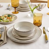 BAVARY 24-delig Beige Keramisch Servies - Rustiek & Modern Tafelservies Set - 6 persoons - Serviessets