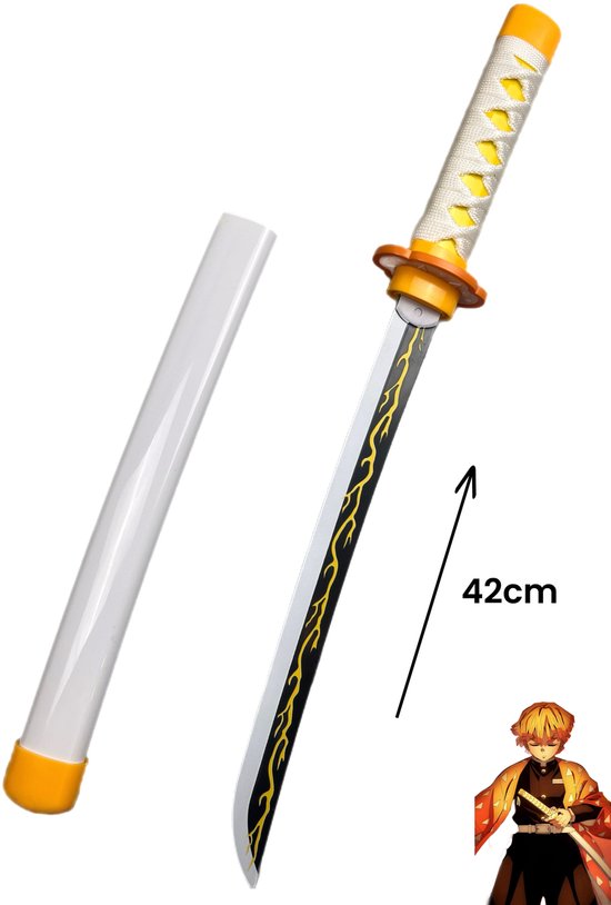 Zenitsu Agatsuma zwaard | Short Katana | 42cm | Bliksem | donder | Nichirin | geel | Thunder blade | Demon Slayer | Hashira | Cosplay | Decoratief | Kimetsu no Yaiba | Anime | Manga