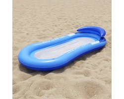 Luxe Waterhangmat XL - 160 x 84! - Water Luchtbed - Pool Float - Aqua Hammock - Zwembad Drijver - Opblaasbaar Matras - Luchtmatras Zwembad - Luchtbed - Water Speelgoed - Zomer Speelgoed - Zwembadspeelgoed - Donker Blauw