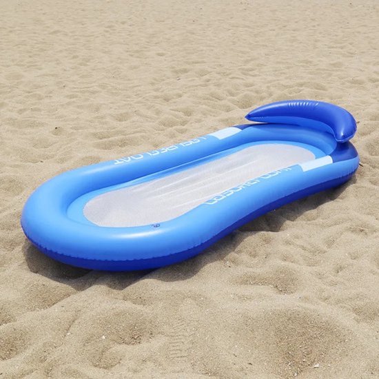 Luxe Waterhangmat XL - 160 x 84! - Water Luchtbed - Pool Float - Aqua Hammock - Zwembad Drijver - Opblaasbaar Matras - Luchtmatras Zwembad - Luchtbed - Water Speelgoed - Zomer Speelgoed - Zwembadspeelgoed - Donker Blauw