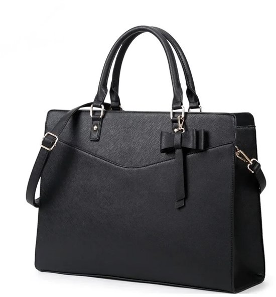 Mallette - Sac pour ordinateur portable - Mallette pour femme - Sac à main - Sac à bandoulière - 16 pouces - Sac d'affaires - Sac à main pour femme - Zwart