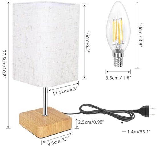 Dimbare Nachtlamp met Touchfunctie en 3 Helderheidsniveaus voor Woonkamer en Slaapkamer van Merkloos — afbeelding 3