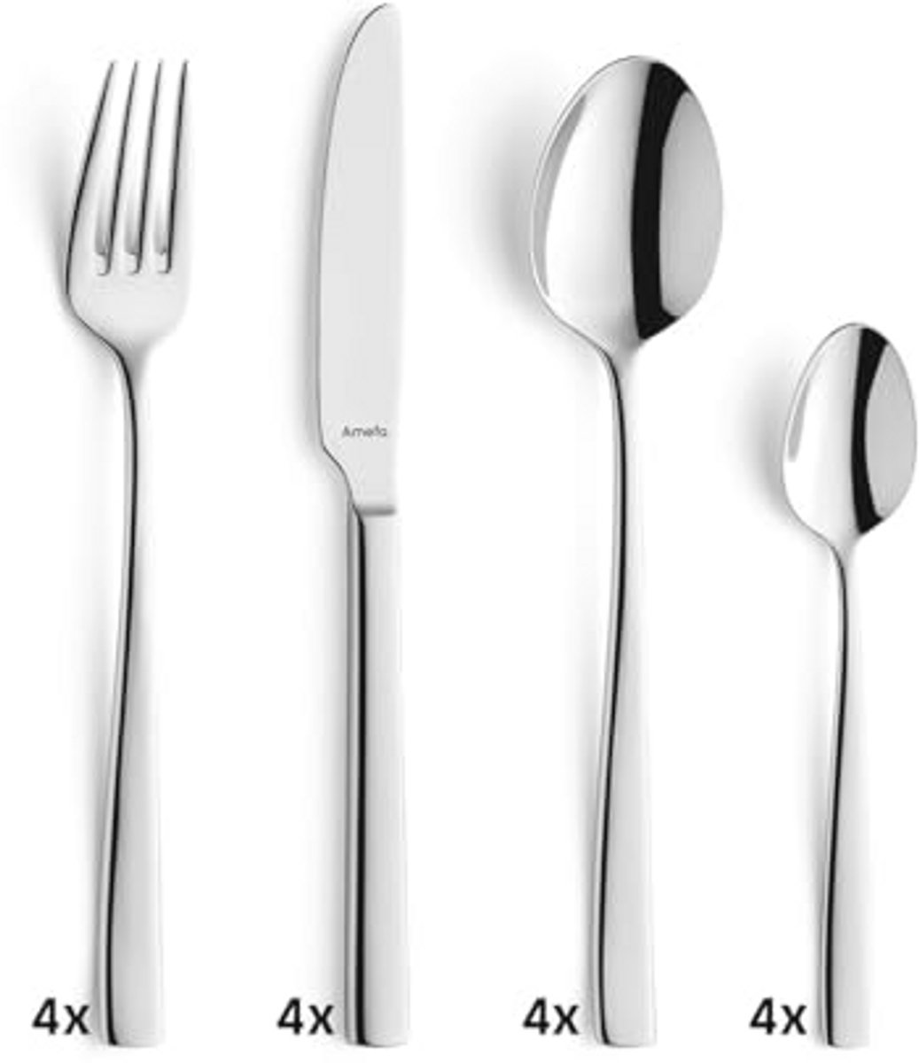 16-delige Bestekset voor 4 Personen - Elegante en Tijdloze Ontwerp