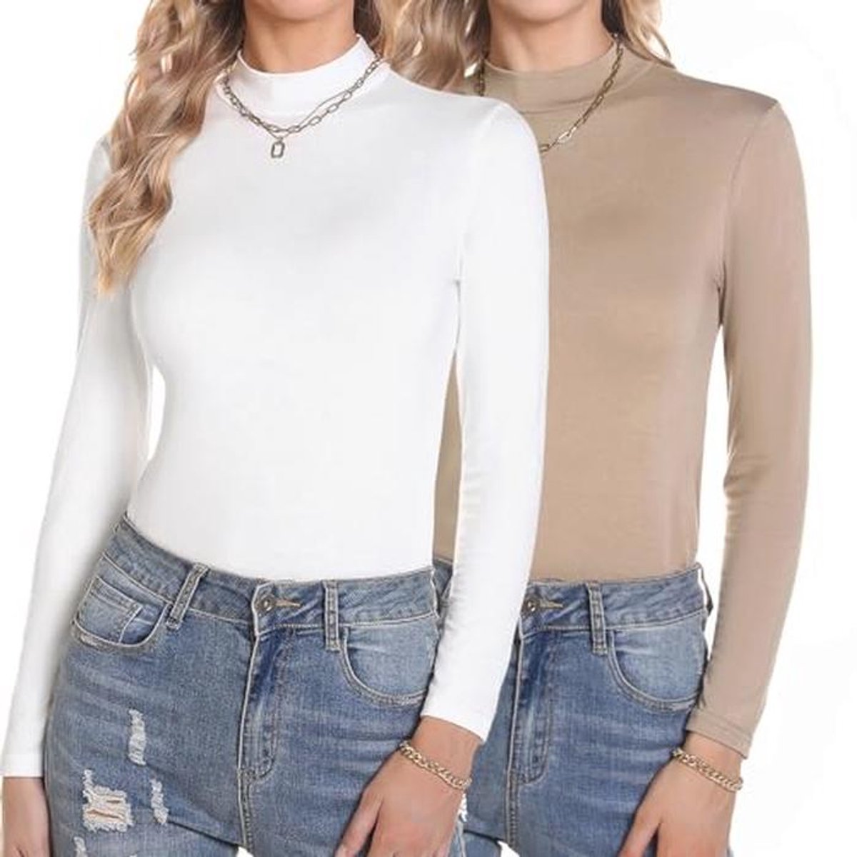 Dames Coltrui Tops - 2 Stuks Met Lange Mouwen, Lichtgewicht Katoenen T-shirts