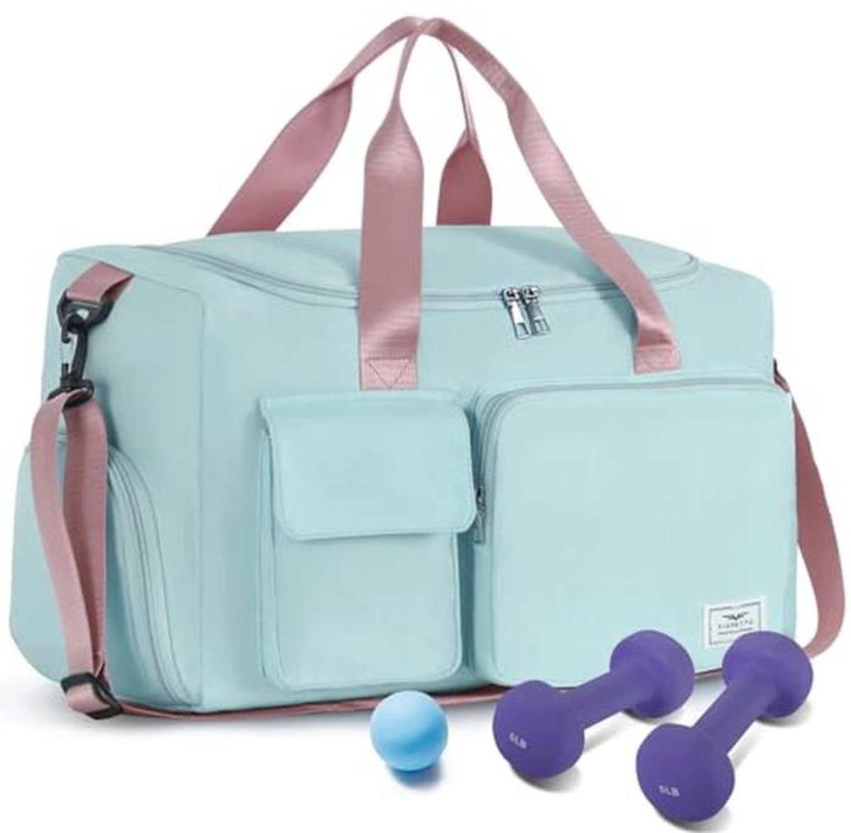 FIORETTO Womens Mens Sporttas Duffle Bag met Schoenen Compartiment, Weekend Reistas Overnachtingstas voor vrouwen, waterbestendig Holdall Ziekenhuis tas voor zwemmen Groen