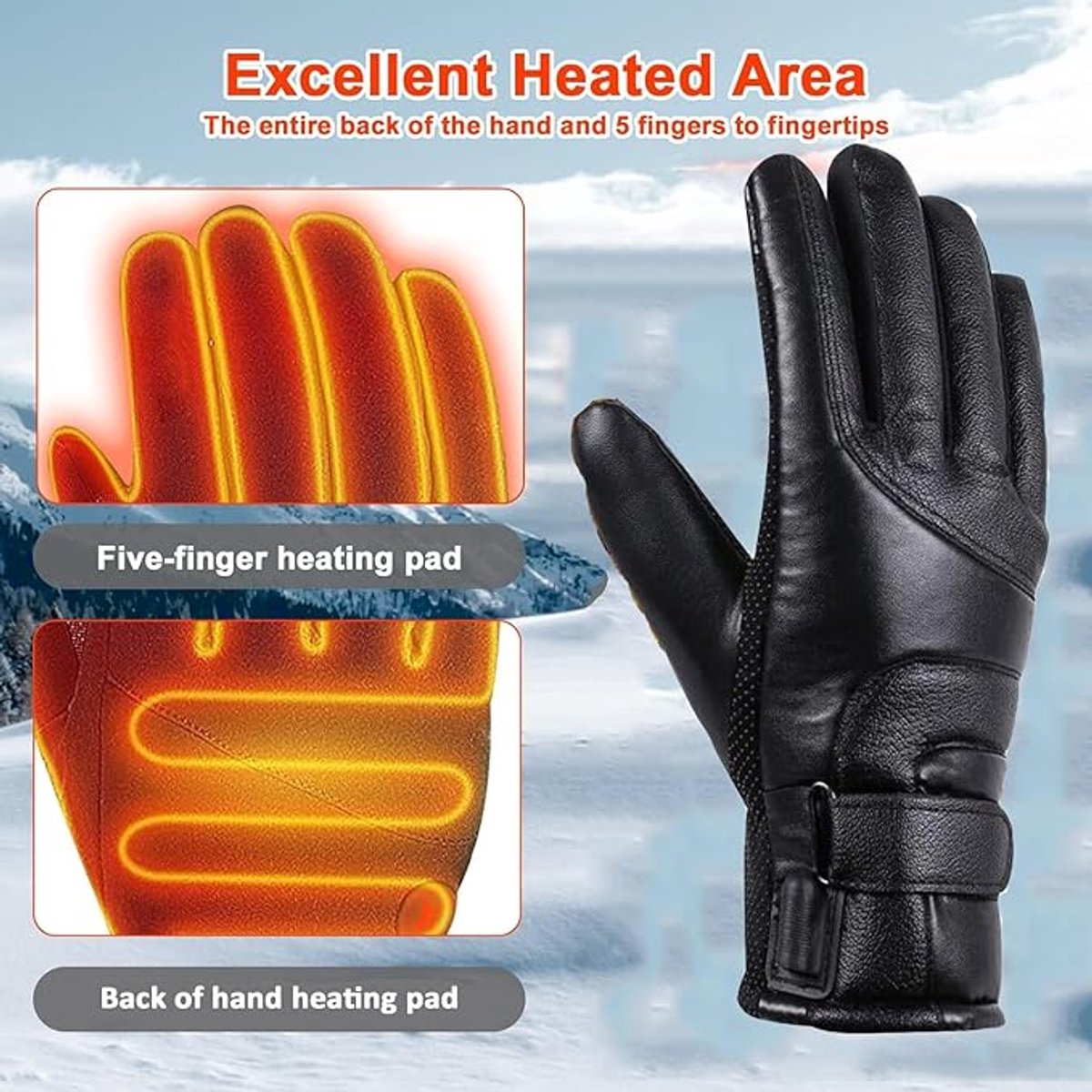 Verwarmde Handschoenen - Verwarmde handschoenen voor heren en dames - touchscreen-verwarmingshandschoenen - USB waterdichte handschoenen - Handschoenen Winter - Handschoenen Met Verwarming - verwarmd voor klimmen, wandelen, fietsen, kamperen - Zwart — cadeau in Sport & Outdoor - foto 2
