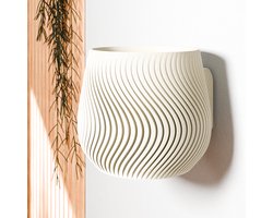 Fleuriek - Hangende bloempot modern design - Lichtgewicht & duurzame plantenpot van bioplastic, voor kleine en middelgrote kamerplanten - Beige plantenpot - Ø12 cm