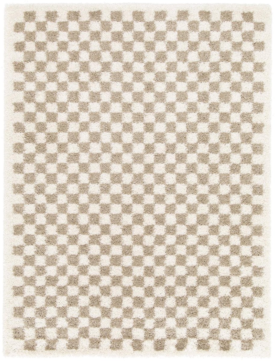 AFK Living - Hoogpolig ruitmotief tapijt zacht en volumineus CHECKERS