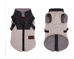 Winter Hondenjas met Tuigje & Borstriem, Wind- en Waterdichte Warme Winterjas met Reflecterende Strepen voor Kleine, Middelgrote en Grote Honden, zoals Chihuahua en Franse Bulldog (Zwart)