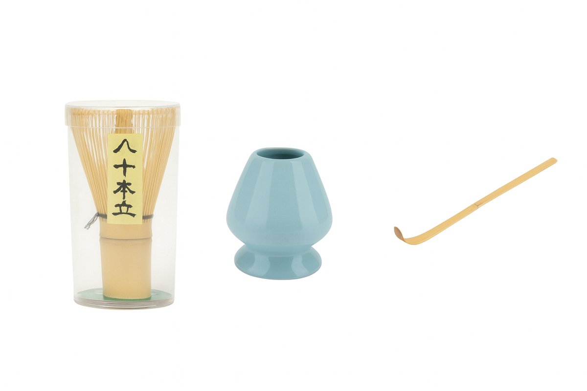 Set Van Matcha Thee - Volledige 7-delige Luxe Theeset - Matcha Klopper Keramiek Wit
