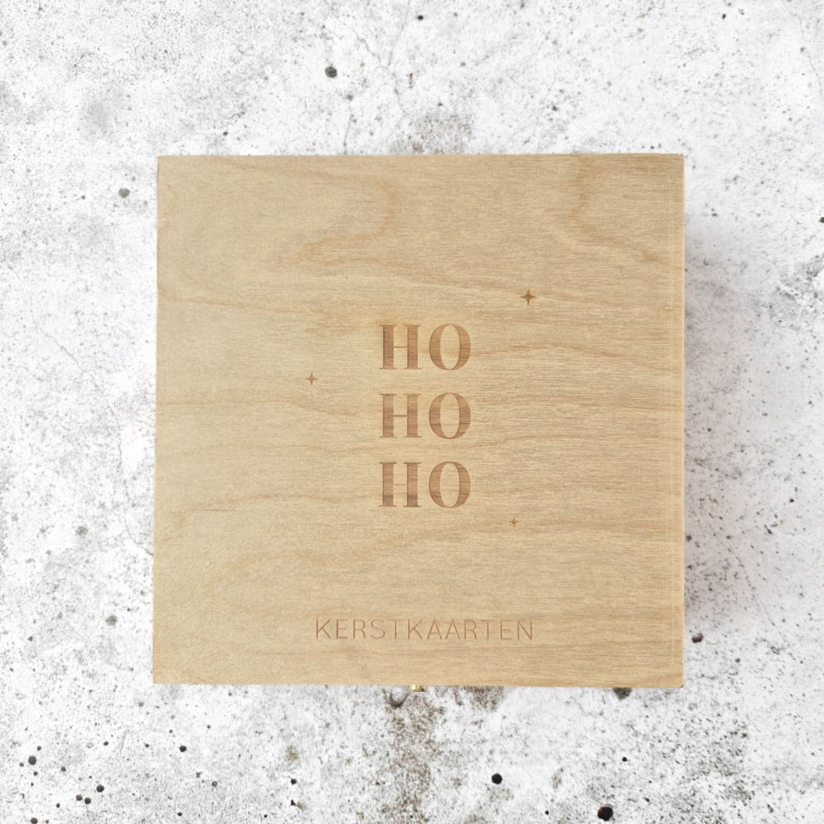 Houten bewaarkistje - geschenkkistje - Kerstpakket - Kerstkaarten bewaren - Ho ho ho kerstkaarten