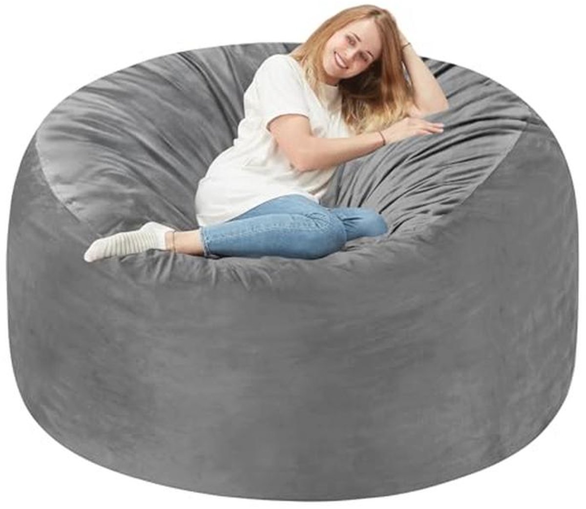 Grote zitzakstoel 5FT met traagschuim en zachte velet hoes