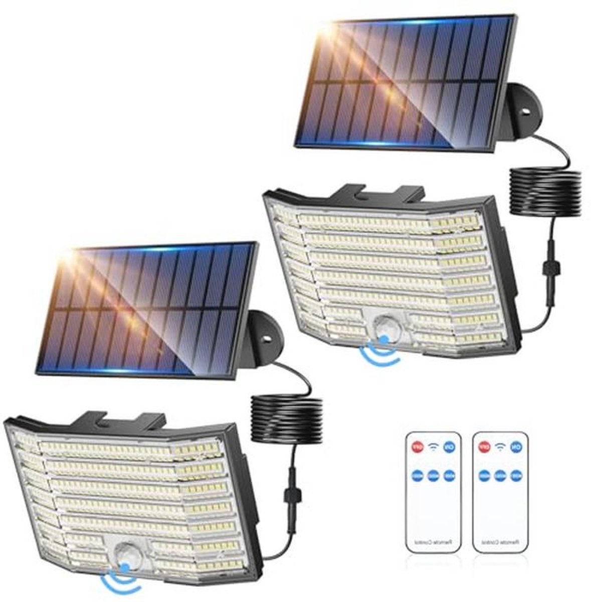 Zonnelampen voor Buiten met Bewegingsmelder - IP65 Waterdichte LED Wandlampen op Zonne-energie met 3 Modi en 270 Graden Groothoekverlichting