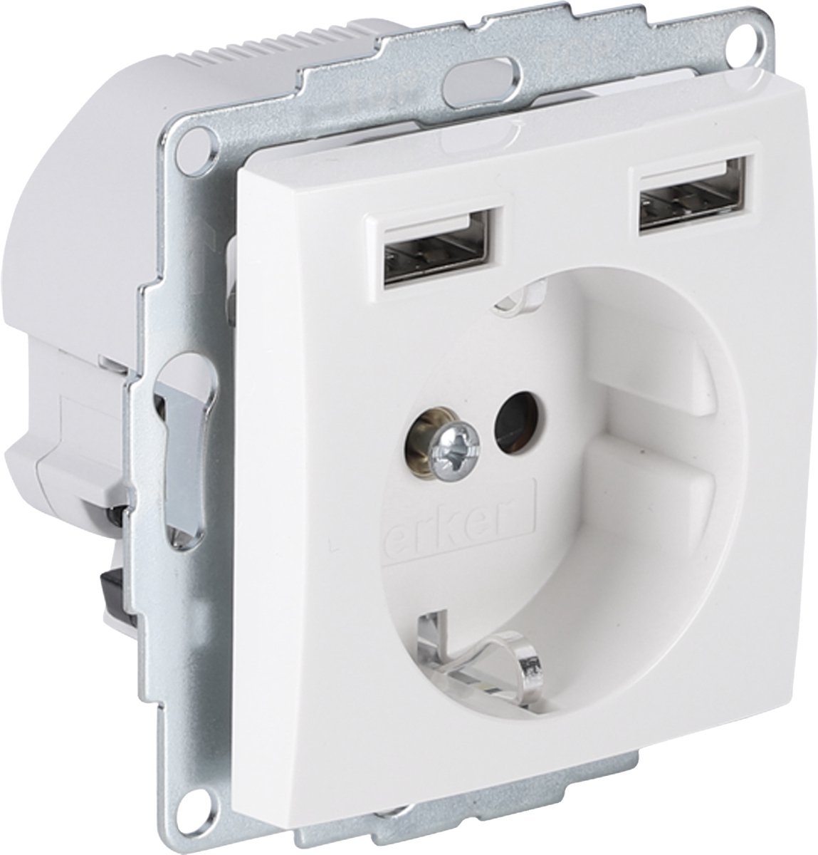 Berker S1 contactdoos - inbouw - 1-voudig - randaarde - USB A/A - 2.4A - polarwit