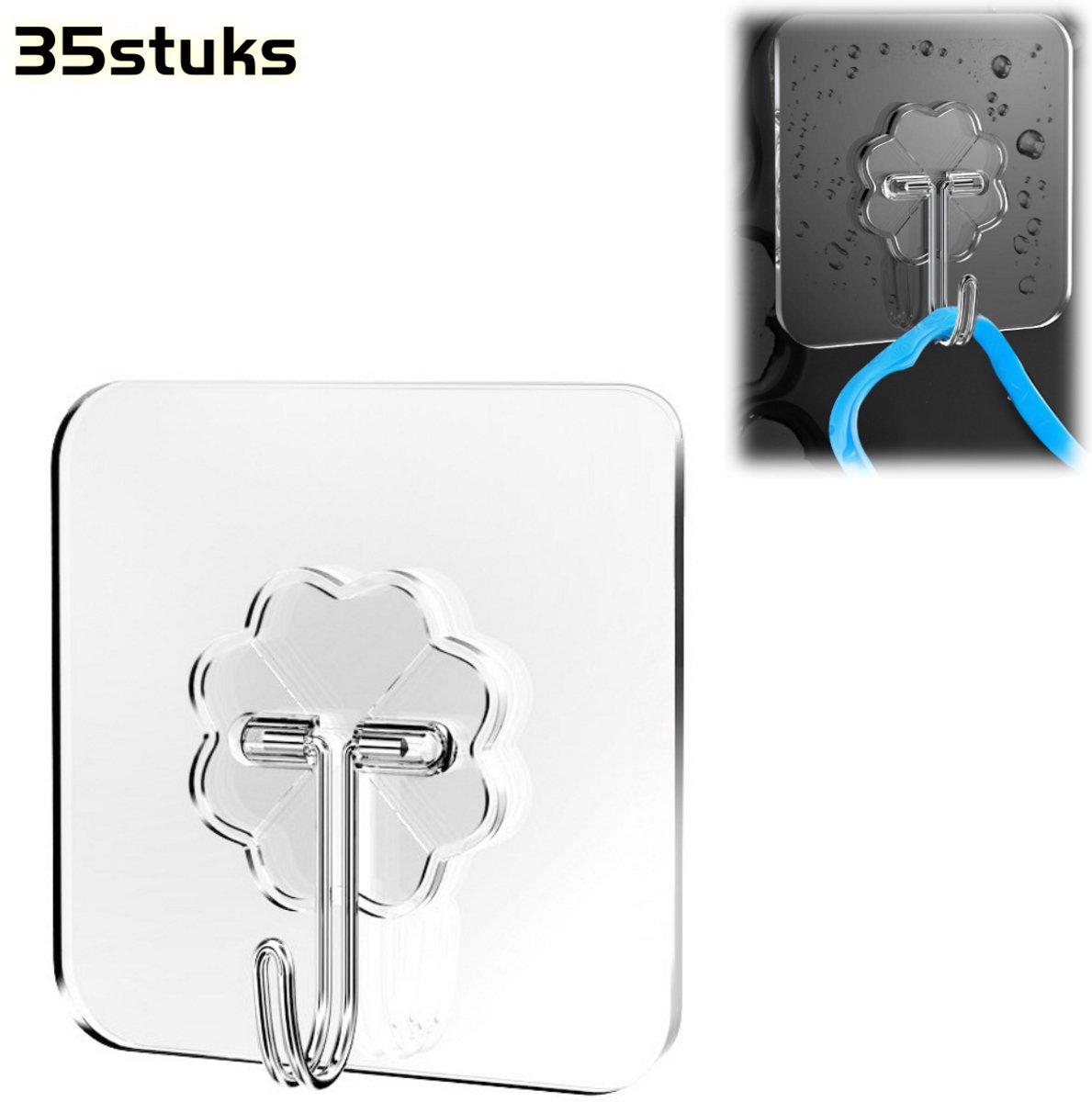 35 stuks - Haken - Transparant acryl - Geschikt voor muren en deuren Draagkrachtige haken - Deurhaken Boren niet nodig - Geen schade - Transparante kleur