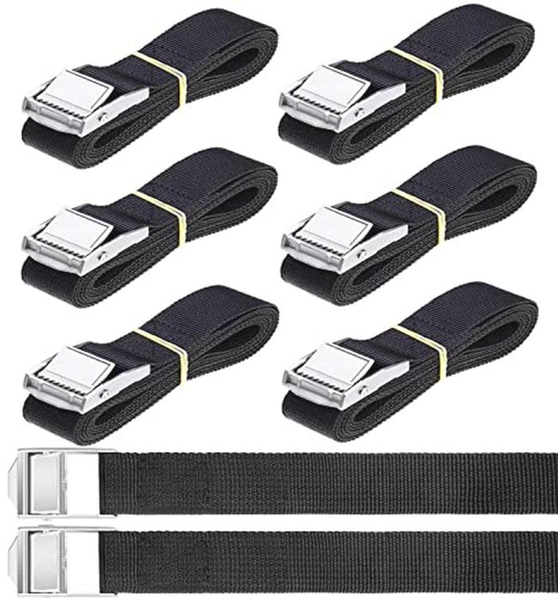 Verstelbare sjorbanden met klemslot - 8 stuks - 40 cm - duurzaam en antislip