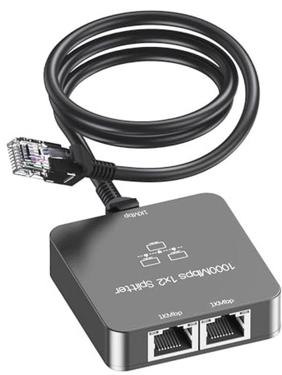 Ethernet Splitter 1 naar 2 met Ethernet-kabel - Gigabit RJ45 adapter voor hoge snelheid tot 1000 Mbps - Compatibel met Cat 5/5e/6/7/8 kabel